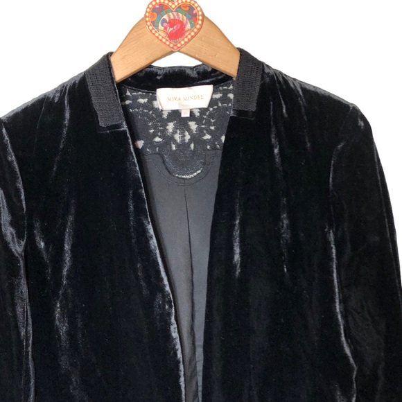 Mika Mendel Velour Open Front Blazer with Crochet detail XS - Picture 7 of 11
